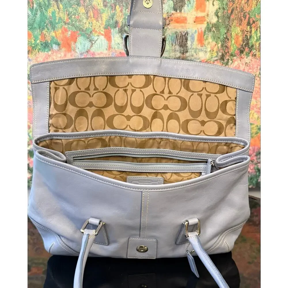EUC Vintage Coach 9550 Soho Flap Satchel Handbag Light Blue